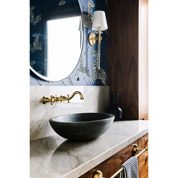 Polished Nickel Wall Mounted Brass Faucet with Dual Handles