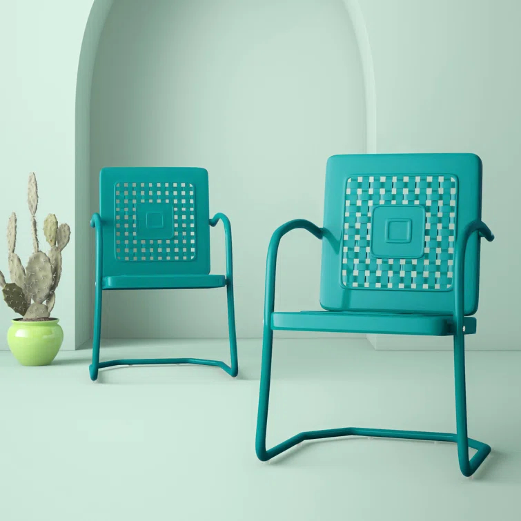 Kutcher Powder Coated Steel Outdoor Lounge Chair