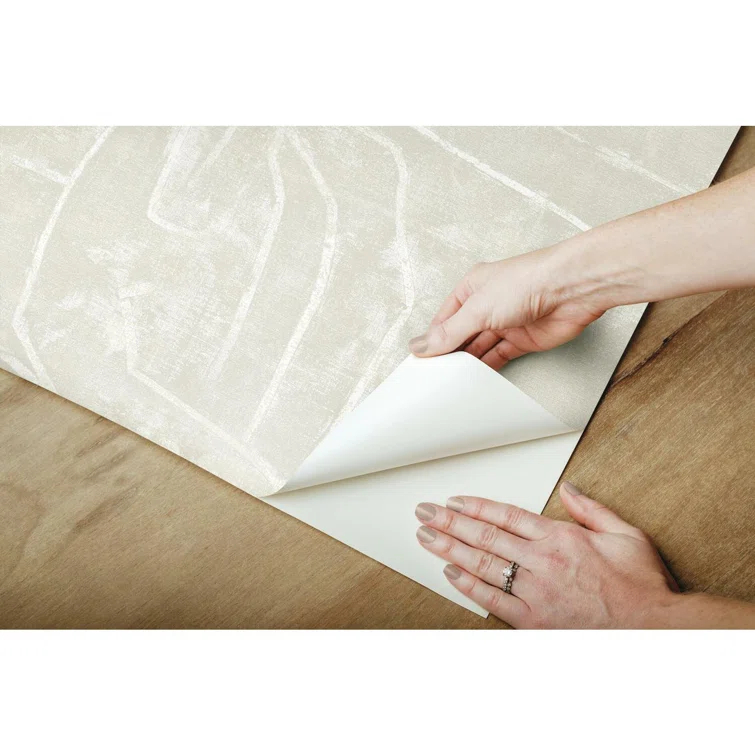 Beige Abstract Vinyl Peel and Stick Wallpaper Roll