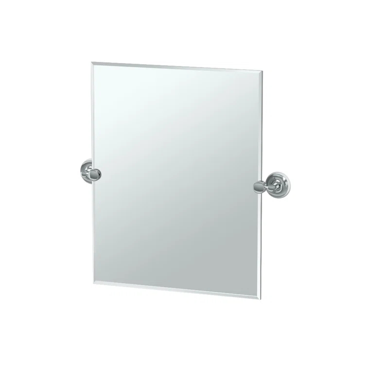 Designer II Frameless Rectangle Bathroom Vanity Mirror | Pivoting (Tilts) and Beveled Mirror