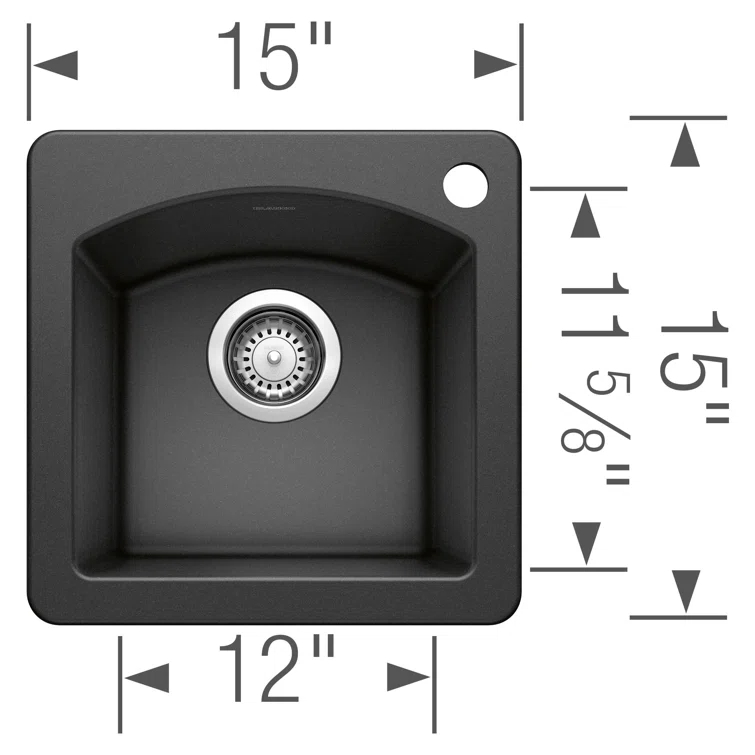 Diamond SILGRANIT 15" L x 15" W Drop-in/Undermount Bar Sink