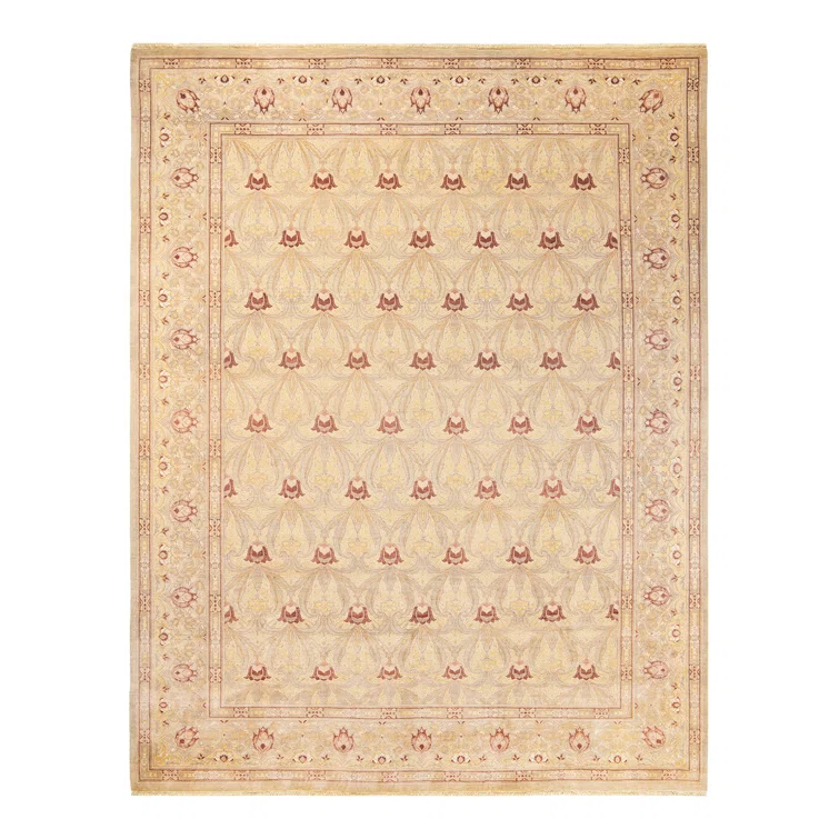 Eclectic, One-of-a-Kind Hand-Knotted Area Rug - Ivory, 9' 2" x 11' 9"