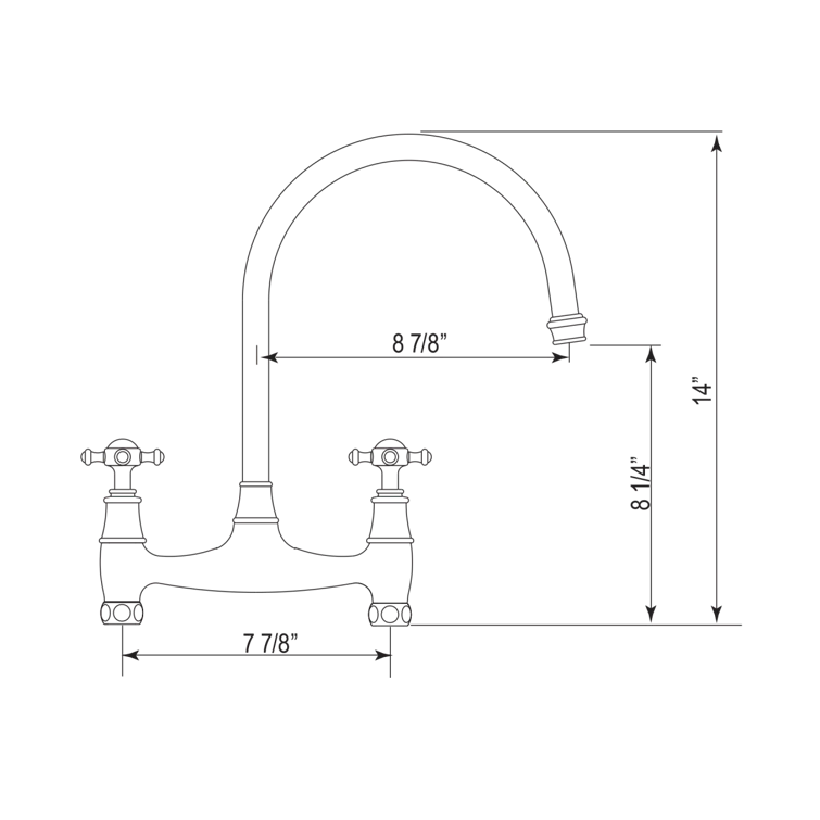 Georgian Era Bridge Kitchen Faucet Without Unions