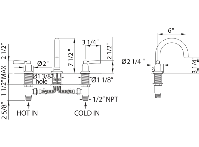 Holborn Widespread Lavatory Faucet With C-Spout