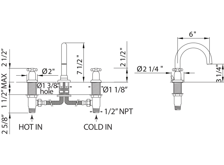 Holborn Widespread Lavatory Faucet With C-Spout
