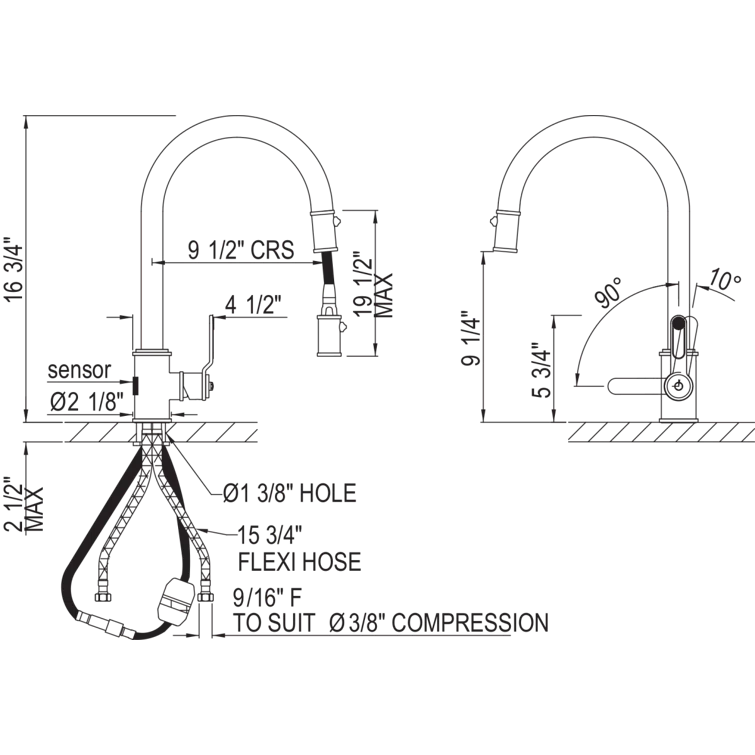 Perrin & Rowe U.4534HT-ULB-2 Armstrong Pull-Down Touchless Kitchen Faucet