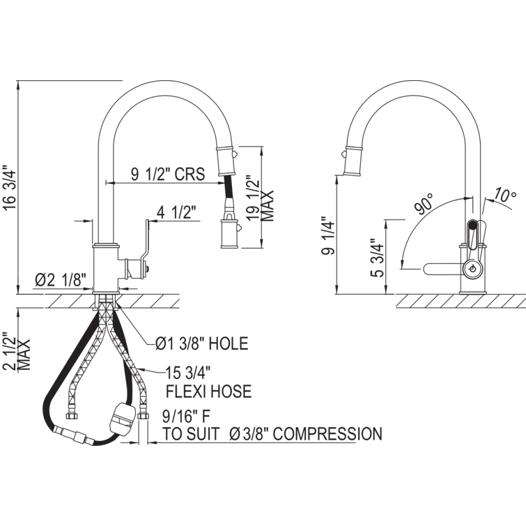Armstrong Pull-Down Kitchen Faucet With C-Spout