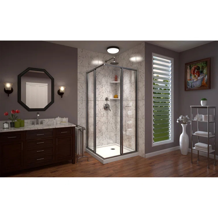 DreamLine Cornerview 36 in. D x 36 in. W x 74 3/4 in. H Framed Sliding Shower Enclosure