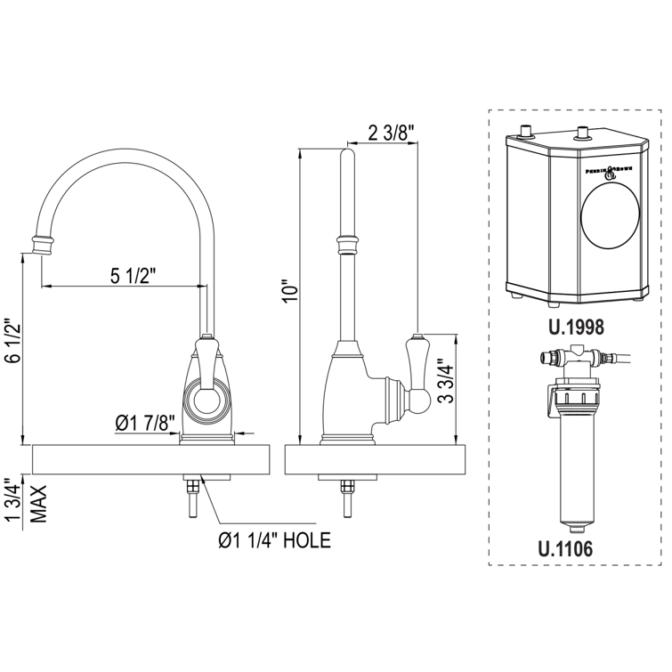 Georgian Era Hot Water Dispenser, Tank And Filter Kit