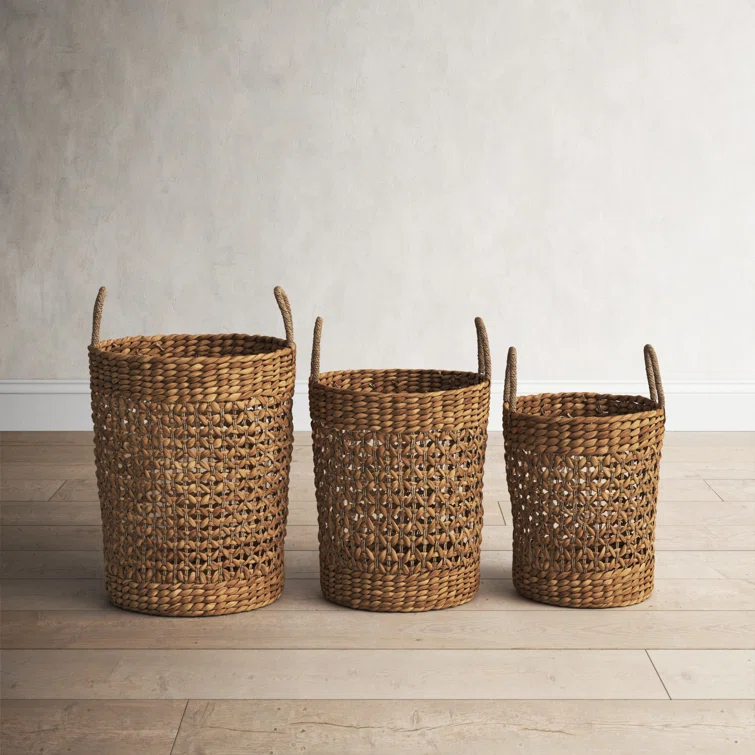 Seagrass Handmade Woven Decorative and Functional Storage Basket with Handles