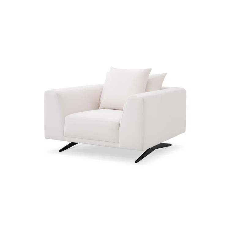 Avalon White Ultra-Stylish Armchair with Sturdy Black Feet