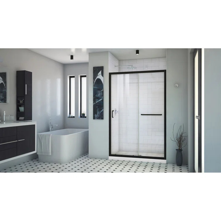 Infinity-Z 48" x 74.75" Clear Sliding Shower Door
