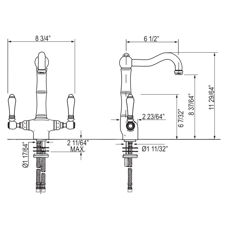 Acqui Two Handle Bar/Food Prep Kitchen Faucet