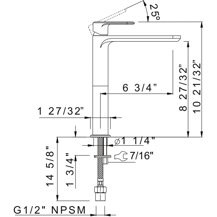Meda Single Handle Tall Lavatory Faucet