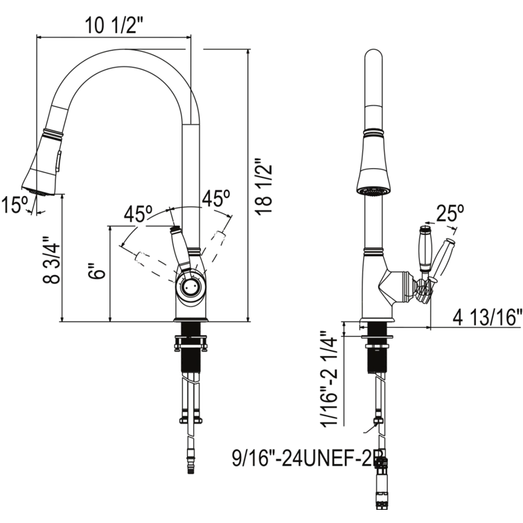 Rohl MB7928LMAPC-2 Gotham Pull Down Single Handle Kitchen Faucet With Accessories