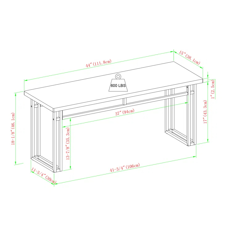 Debasish Dual-Metal Leg Wood Dining Bench
