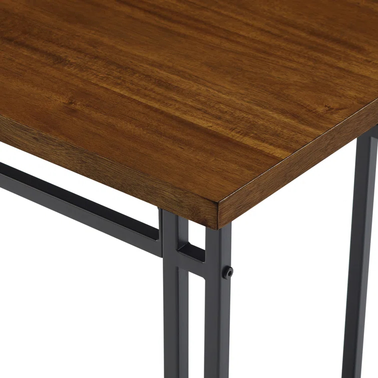 Debasish Dual-Metal Leg Wood Dining Bench