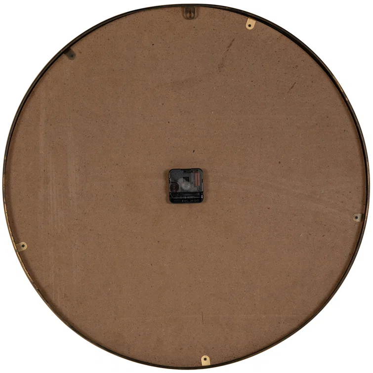 Mid-Century Mahogany Wood & Warm Metal 23.75'' Wall Clock