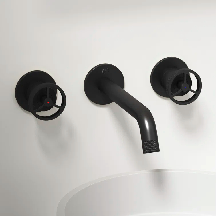 Cass 3" H Two Handle WaterSense Wall Mount Bathroom Faucet