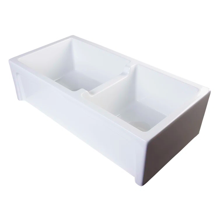 36'' L Farmhouse / Apron Double Bowl Fireclay Kitchen Sink