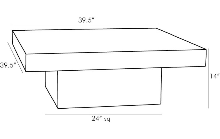 Campbell 39.5'' Charred Blackened Wood Square Coffee Table