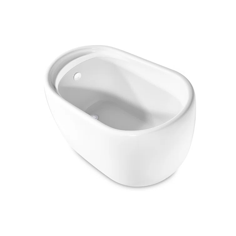 51" Streamline Freestanding Soaking Acrylic Bathtub With Drain and Bamboo Tray