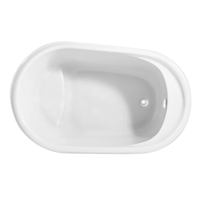 51" Streamline Freestanding Soaking Acrylic Bathtub With Drain and Bamboo Tray