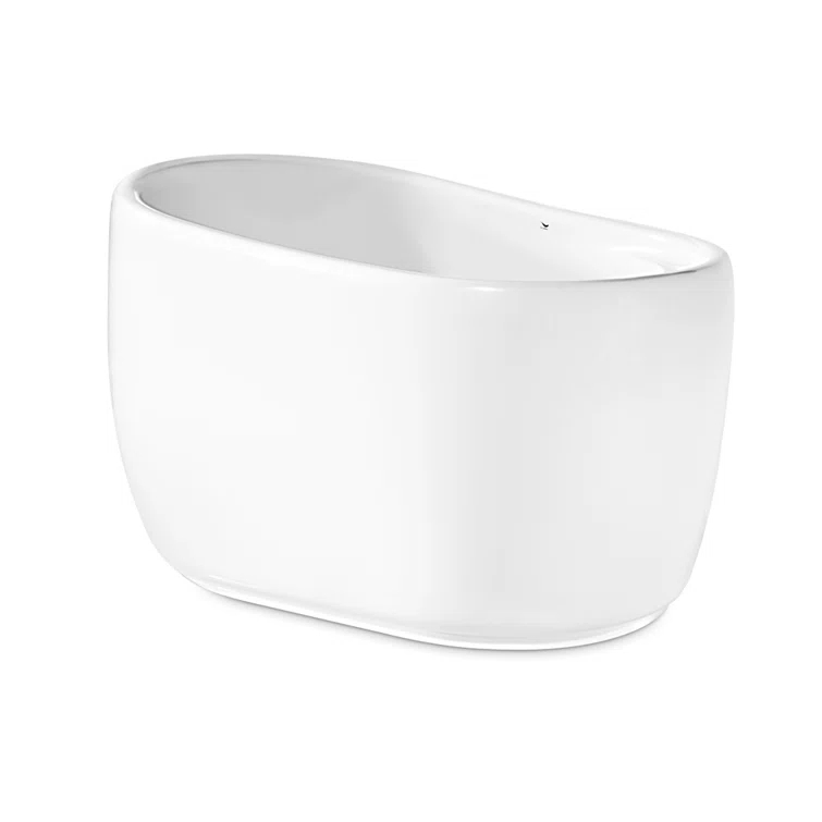 51" Streamline Freestanding Soaking Acrylic Bathtub With Drain and Bamboo Tray
