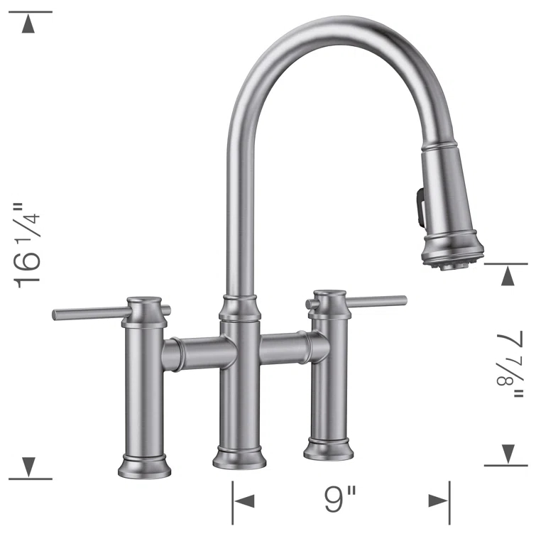 Empressa Pull Down Dual Spray Bridge Faucet
