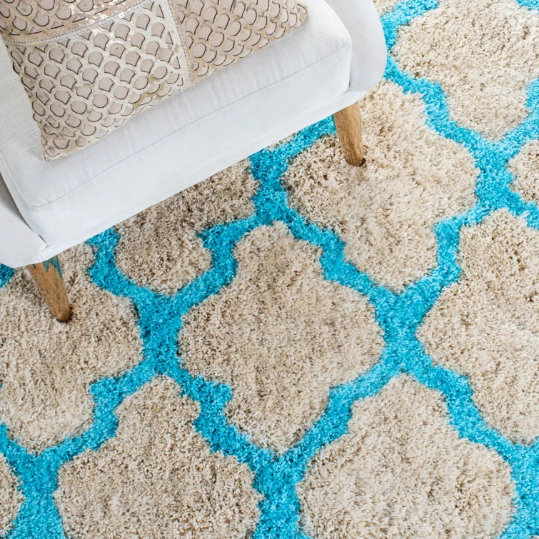 Barcelona Shag Hand Tufted Performance Geometric Rug