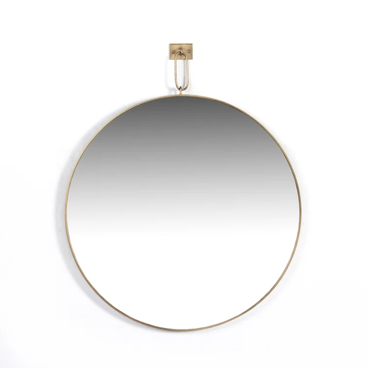 Vina Antique Brass Round Wall Mirror 30"