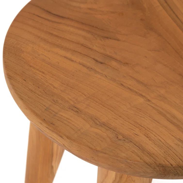 Natural Teak Round Outdoor Side Table, 20" Height