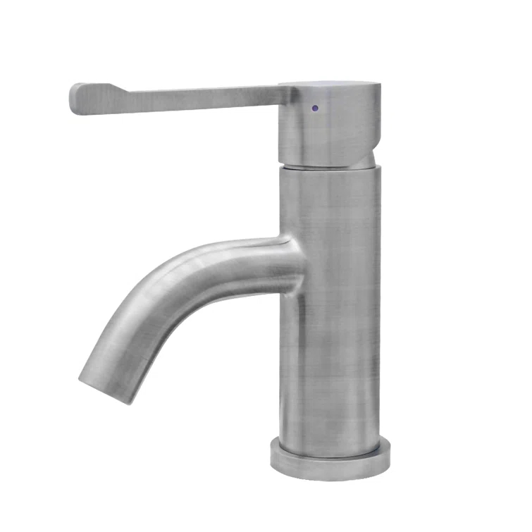 Whitehaus Collection Stainless Steel Extended Single Lever Bathroom Faucet with Pop-up Drain