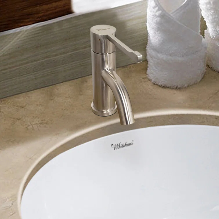 Whitehaus Collection Stainless Steel Extended Single Lever Bathroom Faucet with Pop-up Drain