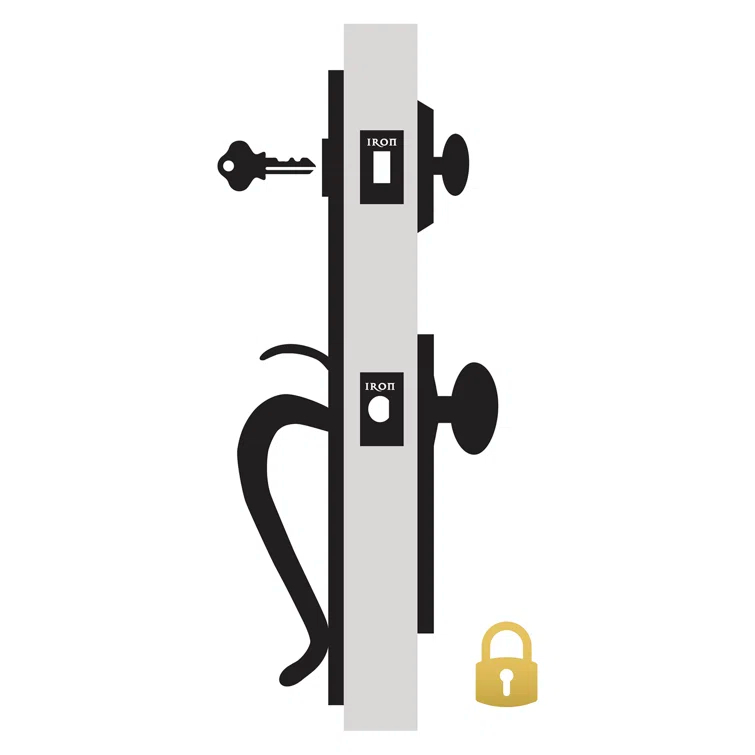 Ageless Iron Handleset with Deadbolt and Tine Door Lever and Keep Rosette