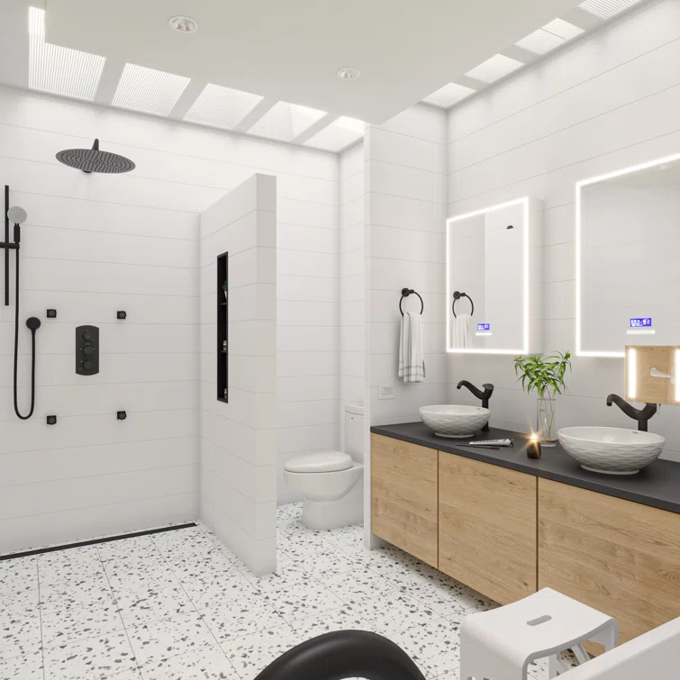 Vertical Stainless Steel Triple Shower Niche