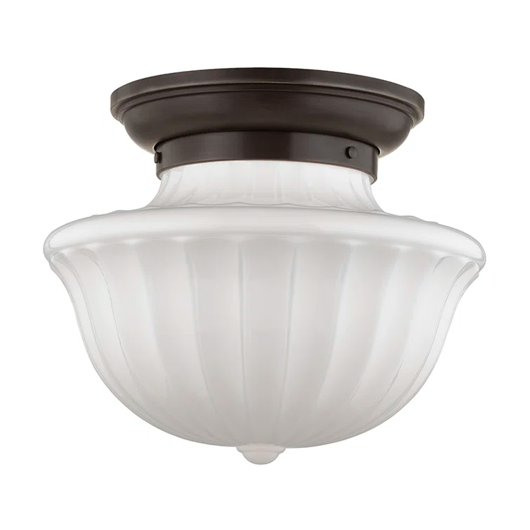 Dutchess Old Bronze 2-Light Globe Flush Mount with White Glass Shade