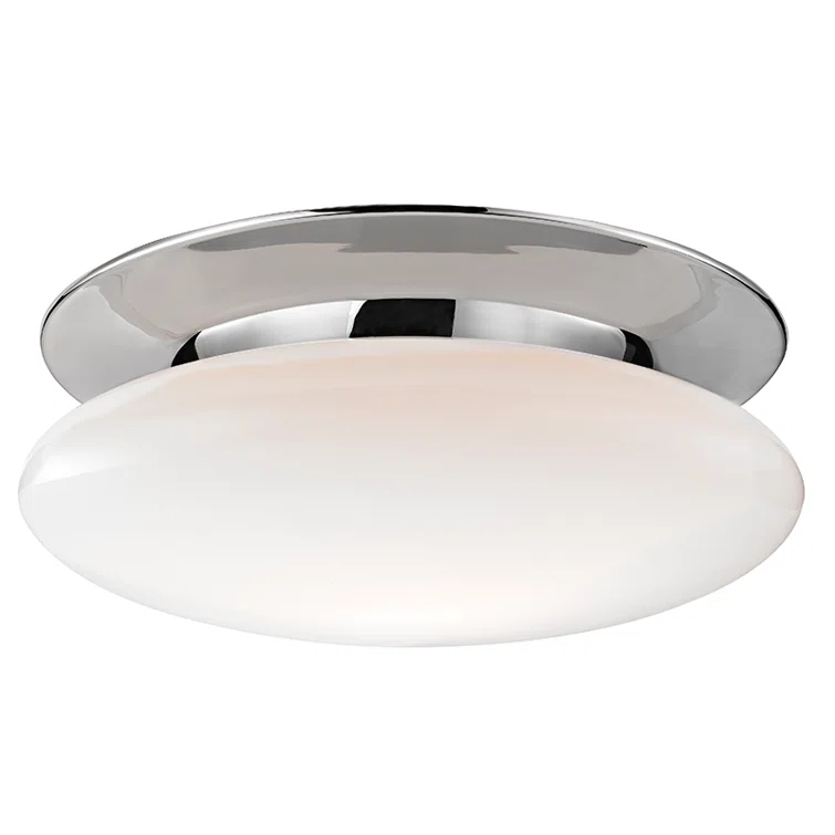 Polished Chrome Globe LED Flush Mount with Glossy Opal Glass