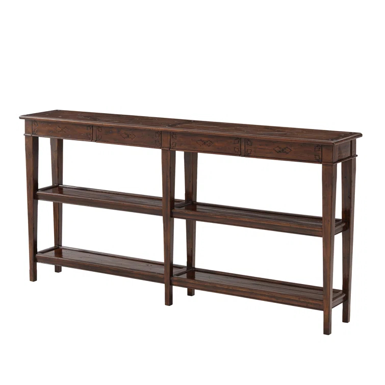 Mahogany Wood Console Table with Storage Drawers
