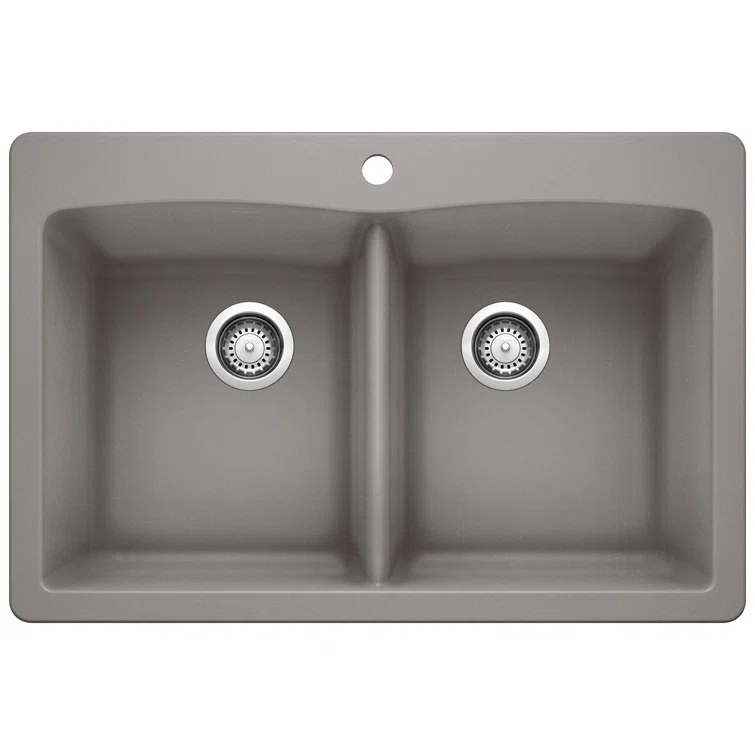 Diamond SILGRANIT 33" 50/50 Double Bowl Dual Mount Kitchen Sink
