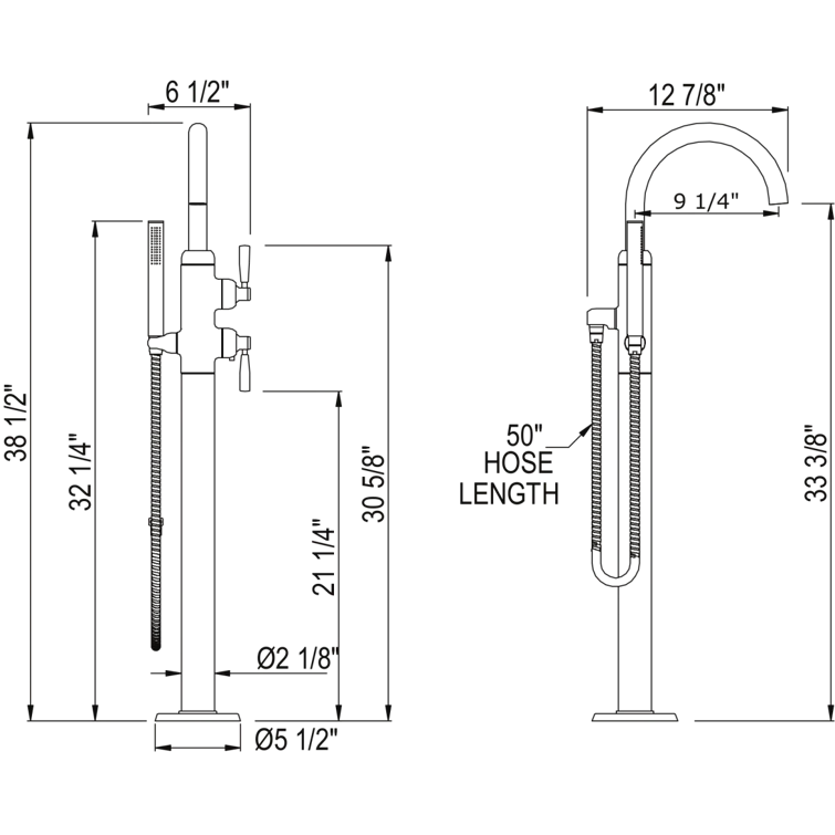 Perrin & Rowe U.3990LS-STN/TO Holborn Single Hole Floor Mount Tub Filler Trim With C-Spout