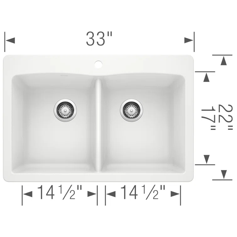 Diamond SILGRANIT 33" L x 22" W Double Bowl Drop-In/Undermount Kitchen Sink