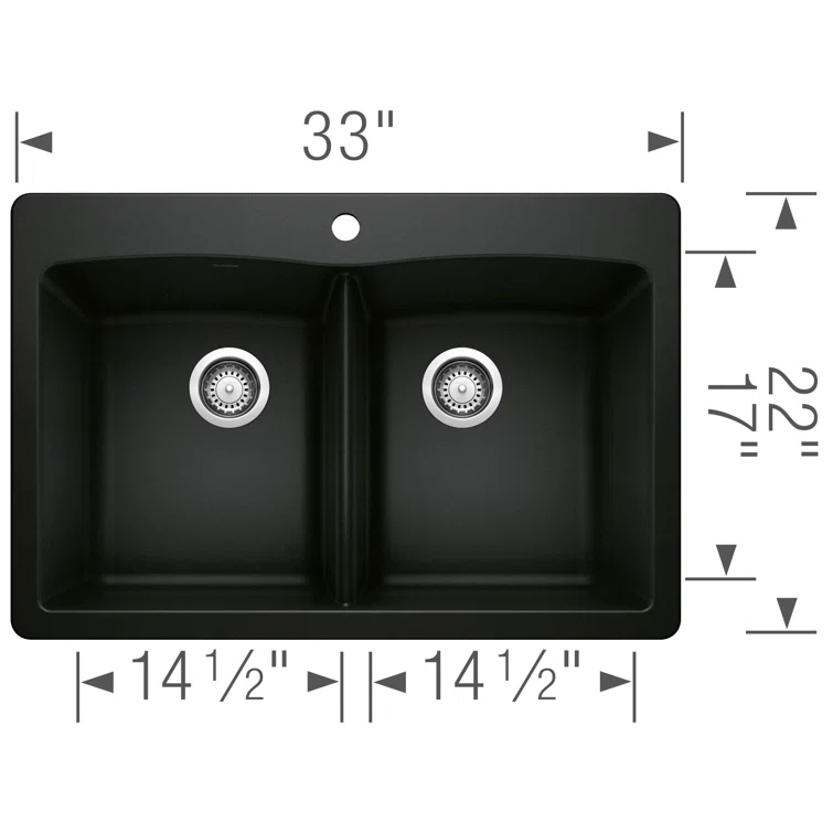 Diamond SILGRANIT 33" L x 22" W Double Bowl Drop-In/Undermount Kitchen Sink