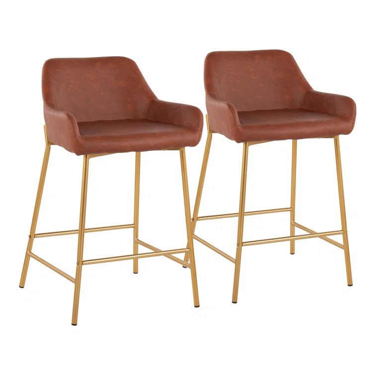 Cassiopeia Fixed-Height Faux Leather Bar & Counter Stool with Metal Legs