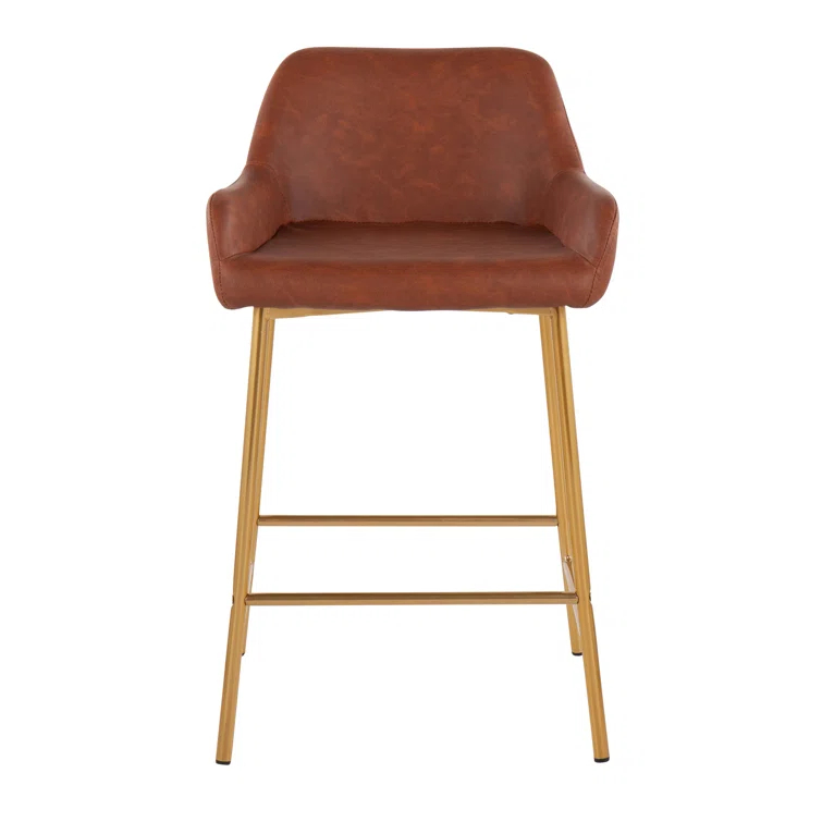 Cassiopeia Fixed-Height Faux Leather Bar & Counter Stool with Metal Legs