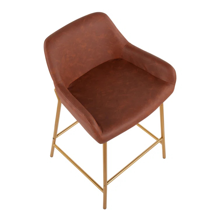 Cassiopeia Fixed-Height Faux Leather Bar & Counter Stool with Metal Legs