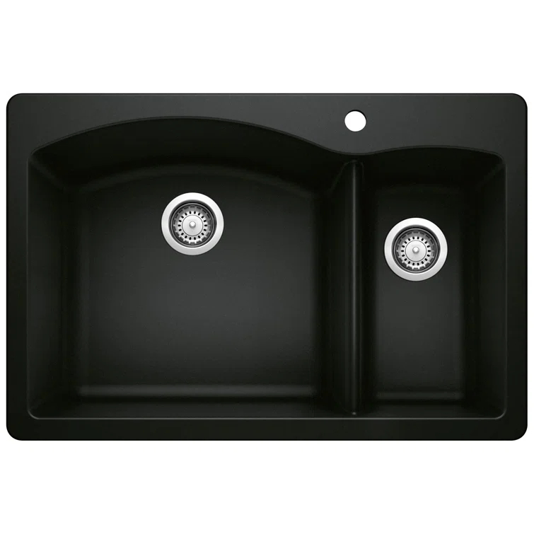 Blanco Diamond Silgranit 33" L x 22" W Double Basin Drop-In/Undermount Sink 442907