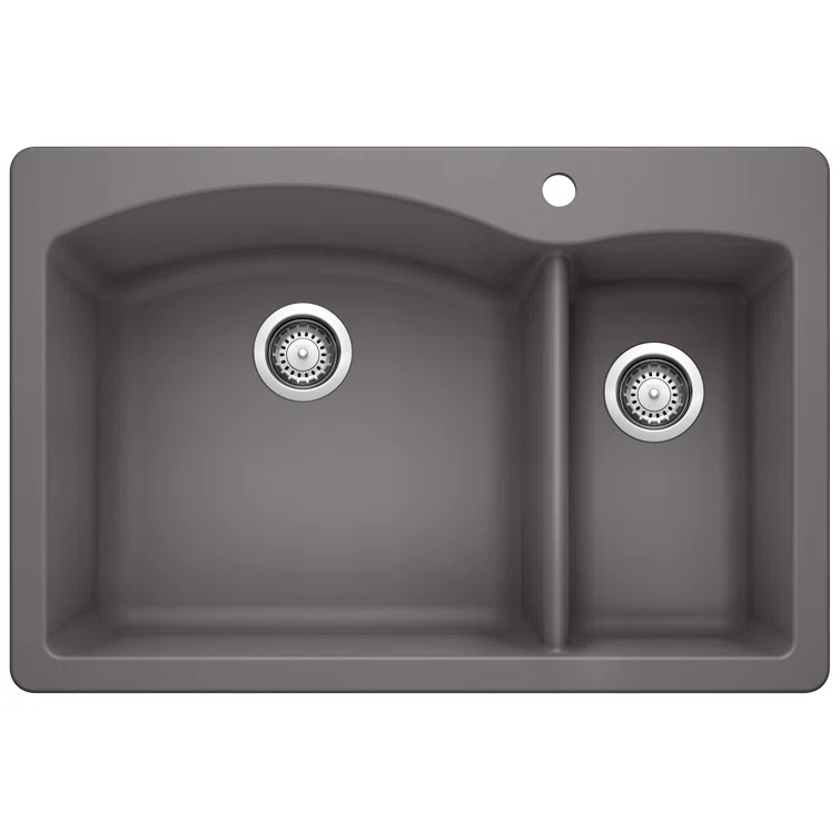 Diamond Silgranit 33" L x 22" W Double Basin Drop-In/Undermount Sink