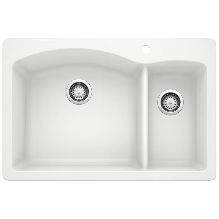 Blanco Diamond Silgranit 33" L x 22" W Double Basin Drop-In/Undermount Sink 440200