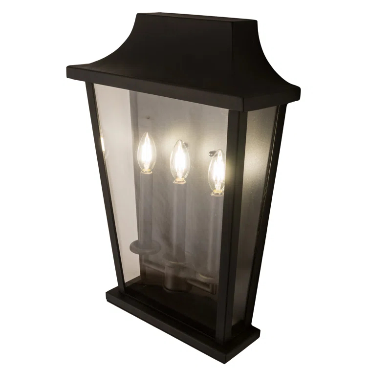 Omega 3-Light Black and Bronze Wall Sconce